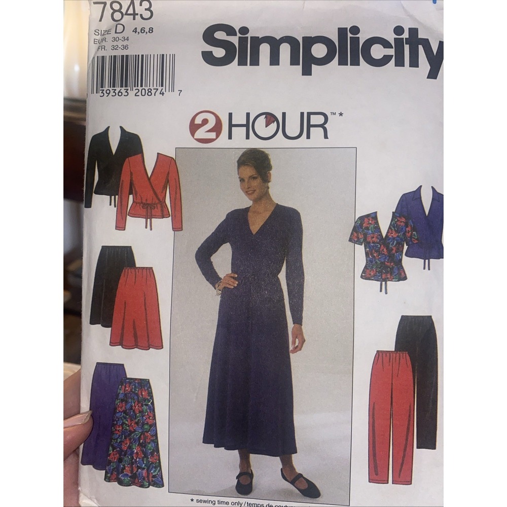 Simplicity 7843 Knit Wrap Top Skirt 2 Hour Pants Sewing Pattern 4-8 Uncut